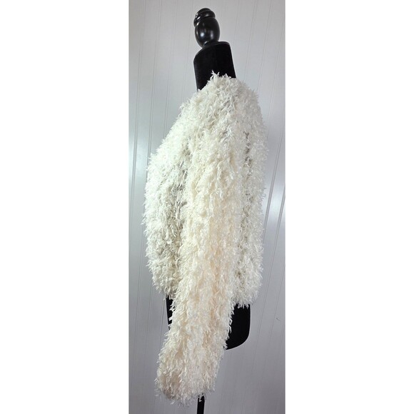Forever 21 Cropped Fluffy Shag Style Cream Sweater Pullover Women's Size L - Picture 5 of 15